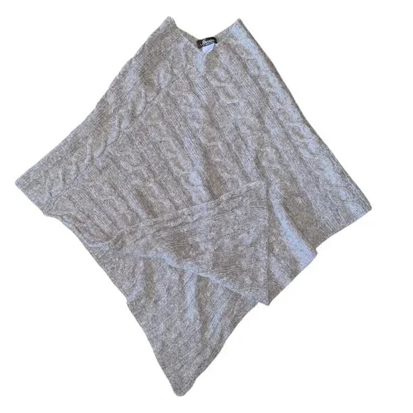 Iperico Cable Knit Alpaca/Wool Blend Poncho Made in Italy OS - Picture 3 of 7